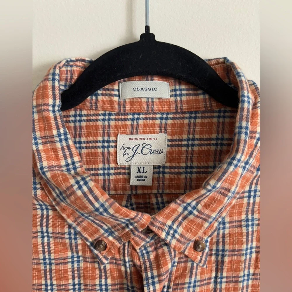 Sewn for J.Crew Men XL Brushed Twill Long Sleeve Button Shirt Classic Fit Cotton